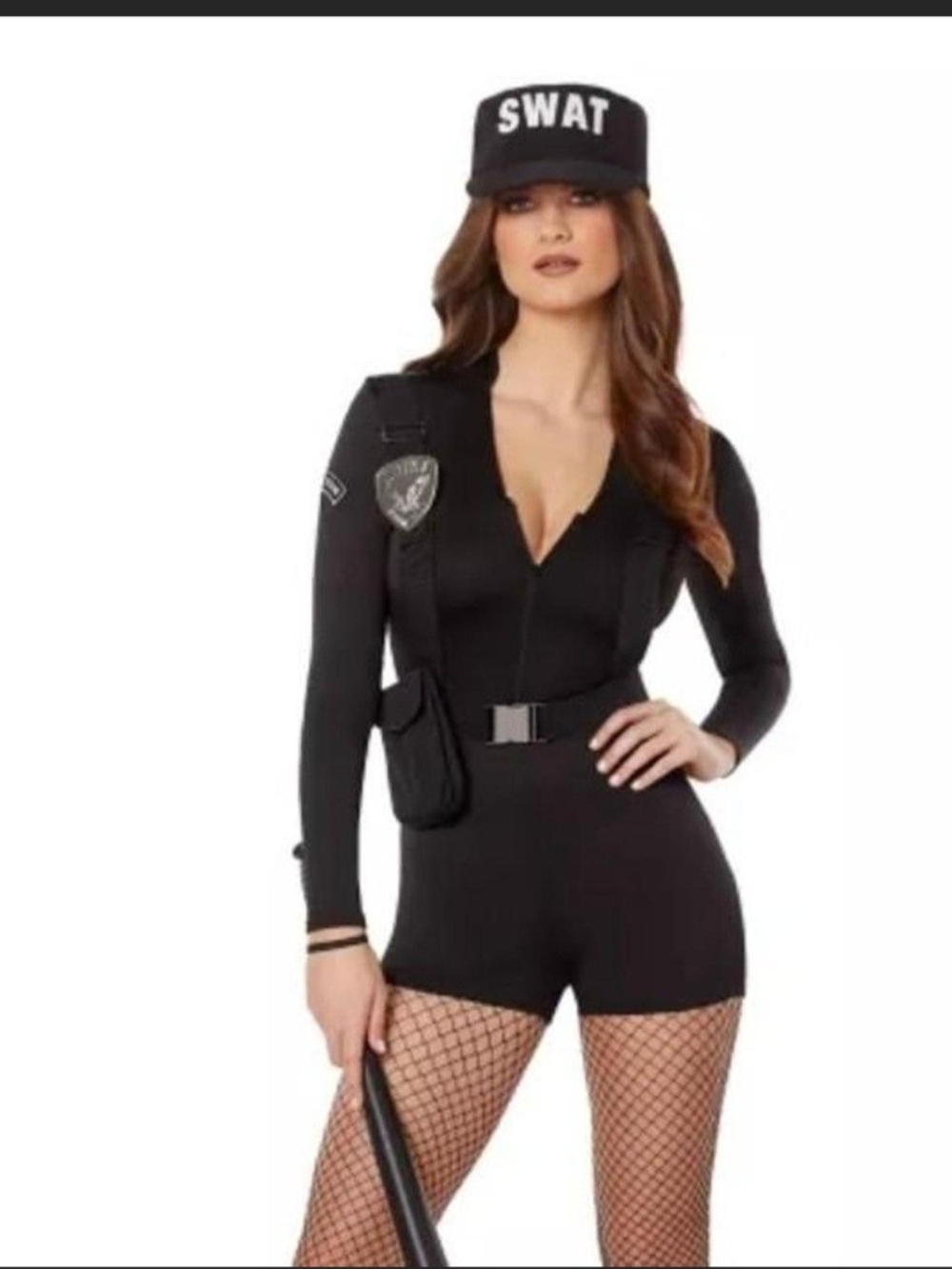 Esprit Black Long-Sleeve Bodysuit Romper with Tactical Accents